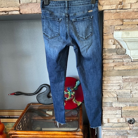 KanCan ESTILO WOMENS 27 STUDDED RIPPED SKINNY JEANS RAW HEM DISTRESSED, MED WASH - Picture 2 of 10